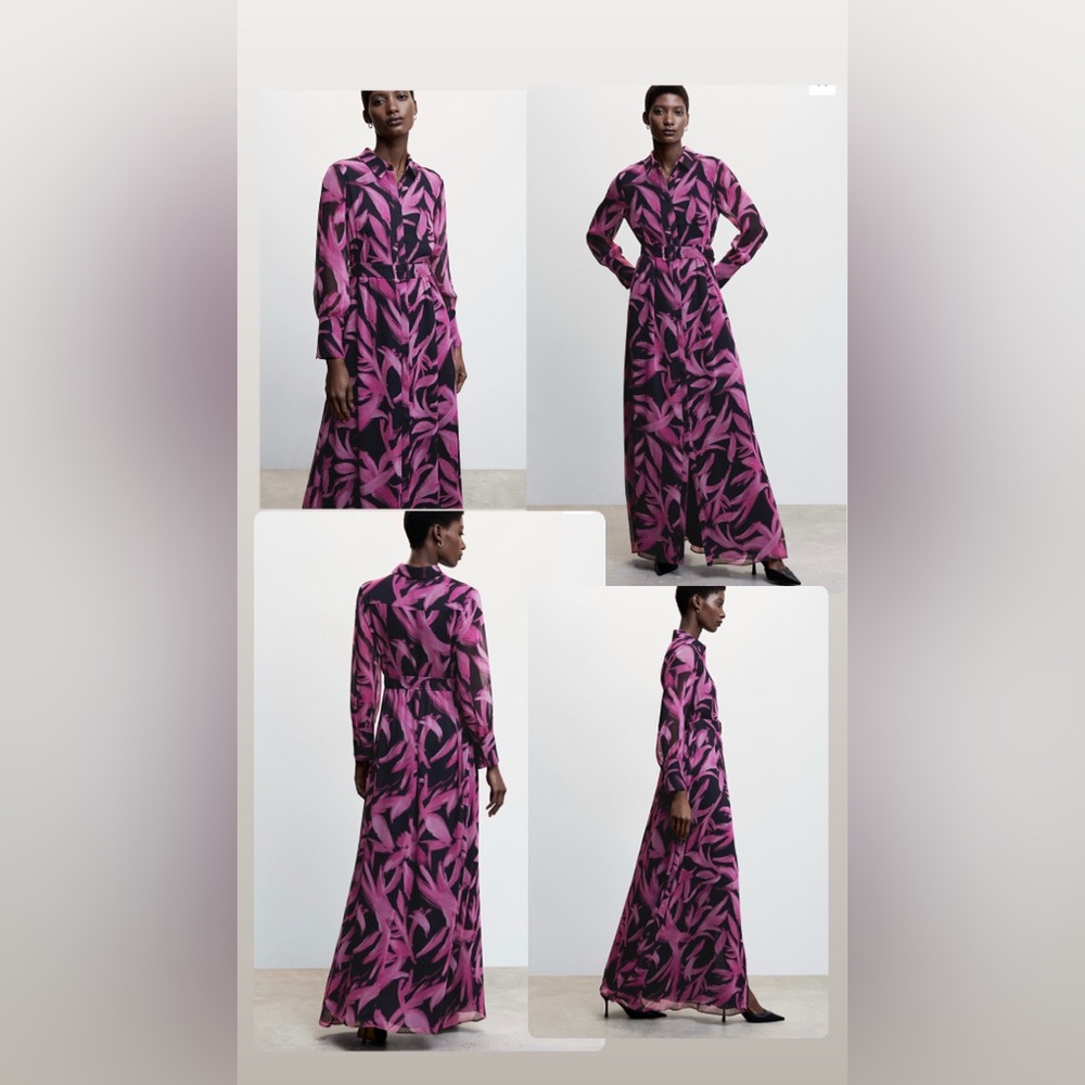 Mango Vibrant Pink and Black Maxi Dress